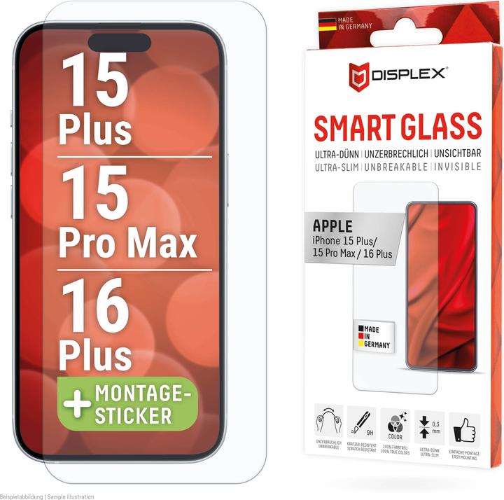 Actual product image Displex Smart Glass, Displayschutzfolie (1 Piece, Apple iPhone 16 Plus)