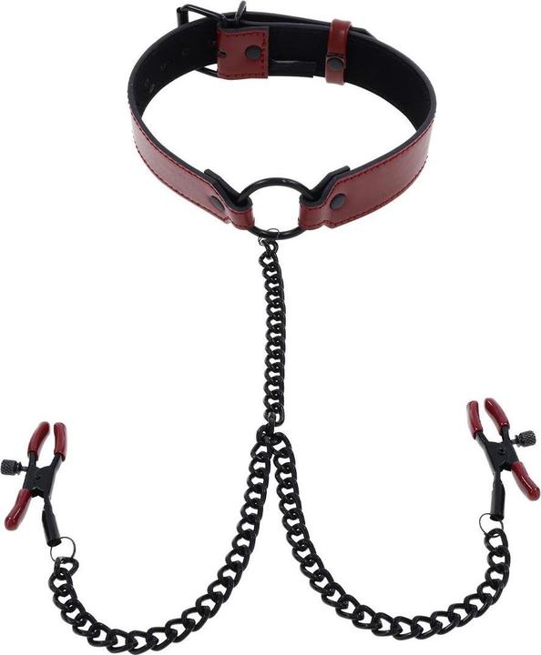 Sportsheets - Saffraanhalsband met tepelklemmen