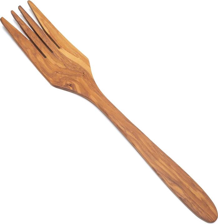 Natura Punto Fourchette de service, 4 dents, 35 cm,bois d'olivier