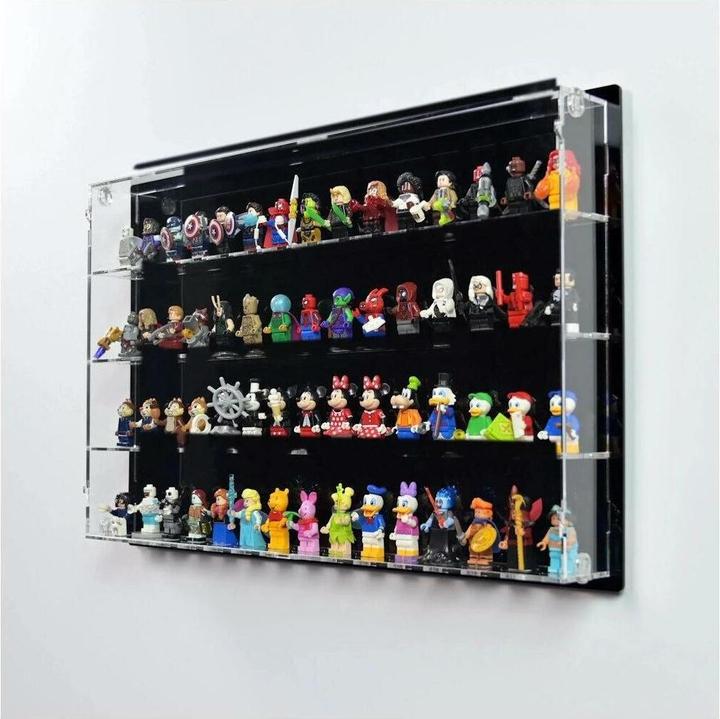 Actual product image iDisplayit Acrylic wall display for 60 LEGO® minifigures (with black background)