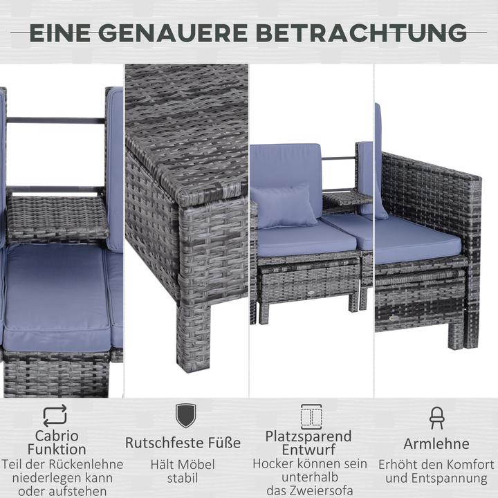 Produktbild Outsunny Rattan-Sitzgruppe als 3-teiliges Set