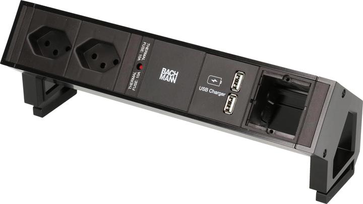 Produktbild Bachmann Tischsteckdosenleiste DESK 2, 2x T13, 1x USB, 1x ABD leer (2 x, Typ 13, USB-A, 0.20 m)