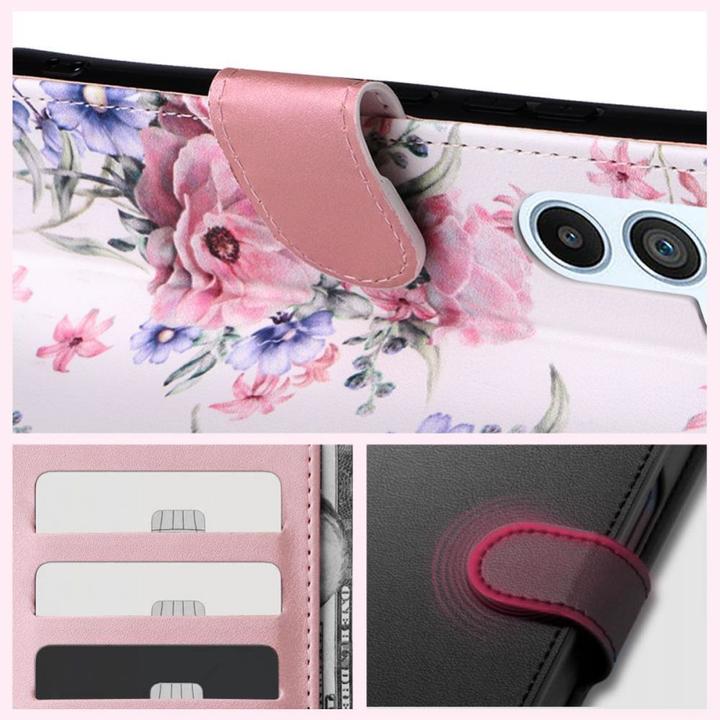 Actual product image Tech-Protect Kaardivahega mobiiliümbris Redmi 12 Wallet Blossom, valge lill (Xiaomi Redmi 12)