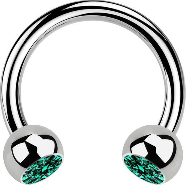 Image du produit Star Piercing Micro Circular Barbell argent avec deux boules cristal turquoise (sans laiton, Titane G23)