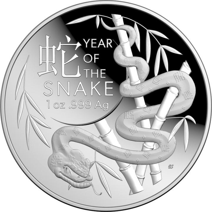 Royal Australian Mint Silber Lunar Schlange 1 oz PP gewölbte Prägung - RAM 2025 (999, 2025)