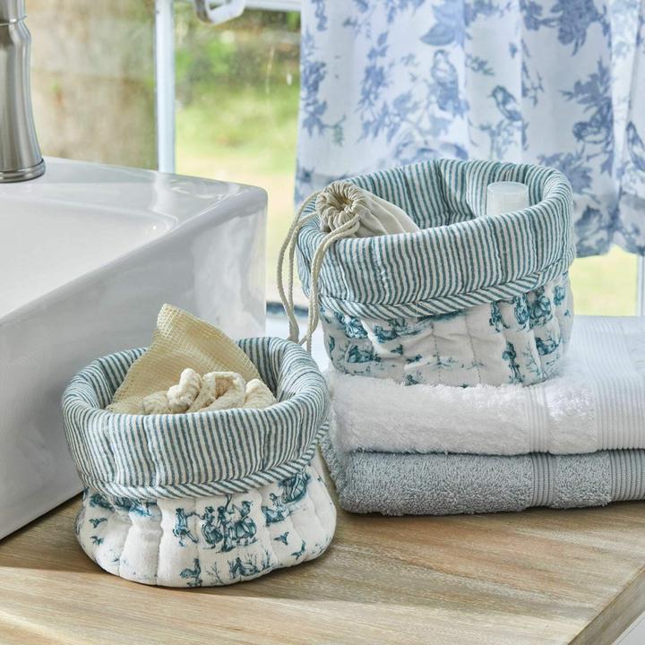 Image du produit Loberon Korb 2er Set Emilie blau/creme (2 x, 15 cm, H)
