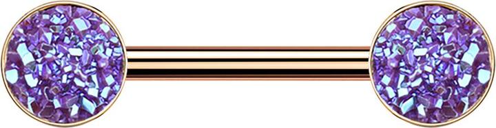 Produktbild Star Piercing Barbell rosegold mit Druse Stein violett (Chirurgenstahl 316L, ohne Messing)