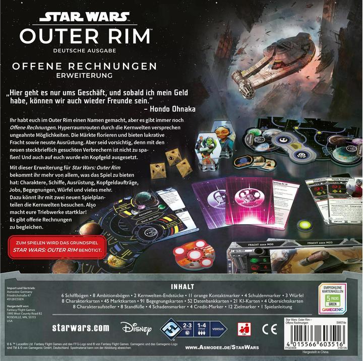Actual product image FFG FFGD3008 - Star Wars: Outer Rim Open Bills, ages 12+ (DE expansion) (German)
