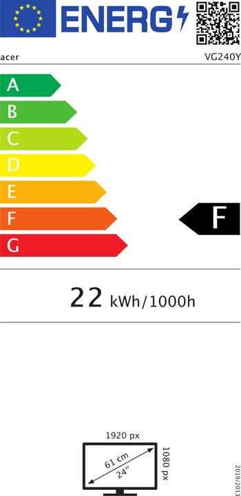 Label énergétique Acer Nitro VG240Y (1920 x 1080 pixels, 24")