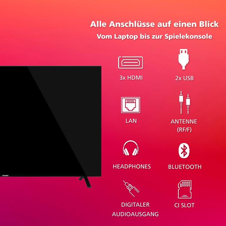 Produktbild Telefunken XU65TO750S (164 cm (65 Zoll), schwarz, UltraHD/4K, Triple Tuner, SmartTV, TiVo Betriebssystem) (65", LED, 4K, 2024)