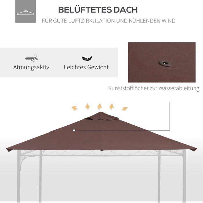 Actual product image Swisshandel24 Replacement roof for gazebo gazebo roof gazebo cover, sun protection polyester coffee 2.93 x 2.93 m (298 cm, 295 cm)