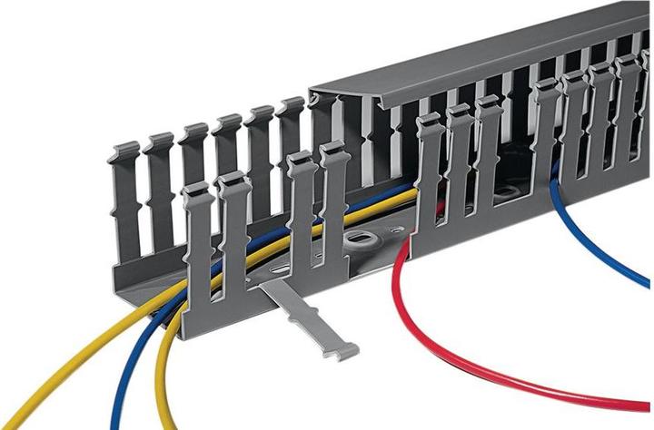 Actual product image HellermannTyton Slotted wiring duct HELADUCT, 100 x 40mm, 2m, PVC, grey (Duct, 200 cm)
