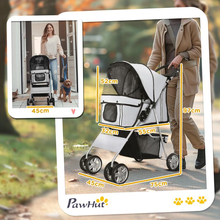 Produktbild PawHut Hundewagen mit Gitternetz (Hund, Faltbar)
