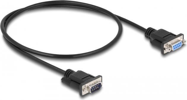 Actual product image Delock Serial cable RS-232 D-Sub 9 male to female null modem with narrow connector housing 0.5 m (0.50 m, VGA)