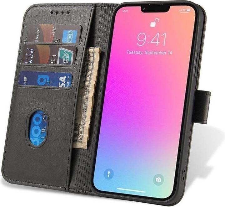 Actual product image Hurtel Magnet Case with flap and wallet for Samsung M54 - black (Samsung Galaxy M54)
