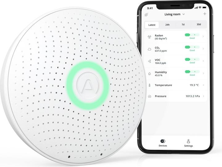 Actual product image Airthings Wave Plus Room Air Sensor