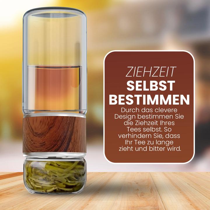 Immagine prodotto Gewürzladen Näfels Drehbare Teeflasche aus hitzebeständigem Glas mit Teefilter - to go (0.24 l)
