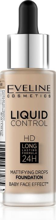 Actual product image Eveline Liquid Control HD Mattifying Drops Foundation Mattifying Face Primer 040 Warm Beige (040 Warm beige)
