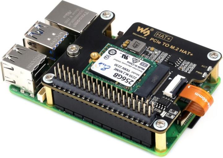 Actual product image WaveShare PCIe to M.2 HAT SSD adapter for Raspberry Pi 5