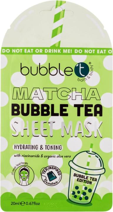 Bubble T Face sheet mask in Matcha with Aloe Vera & Niacinamide 20ml (20 ml)