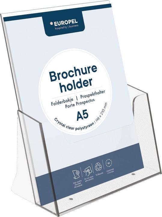 Image du produit Europel Porte-brochures de table, A5 vertical, 1 compartiment, transparent (A5)