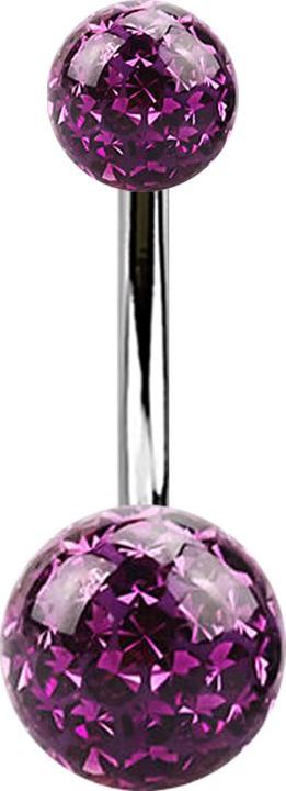 Produktbild Star Piercing Banane silber mit zwei Kristall Kugeln violett Epoxy Schutzschicht (Titan G23, ohne Messing)