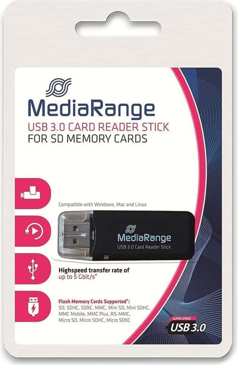 Produktbild MediaRange MRCS507 Kartenleser Eingebaut USB 3.0 Schwarz (USB)