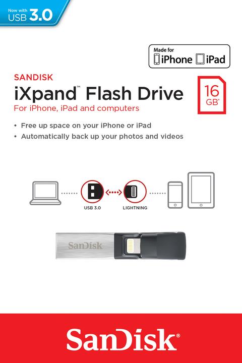 Produktbild SanDisk iXpand Flash Drive 16GB (16 GB, USB-A, Lightning, USB 3.0)