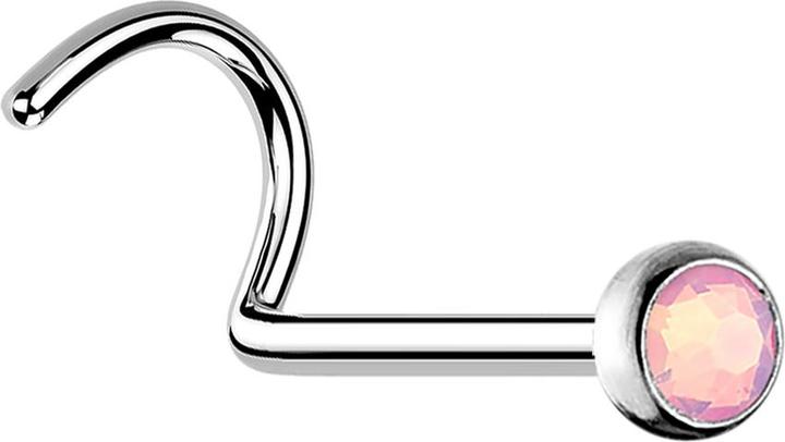 Actual product image Star Piercing Nasenstecker gebogen silber mit Opal pink (Surgical steel 316L, without brass)