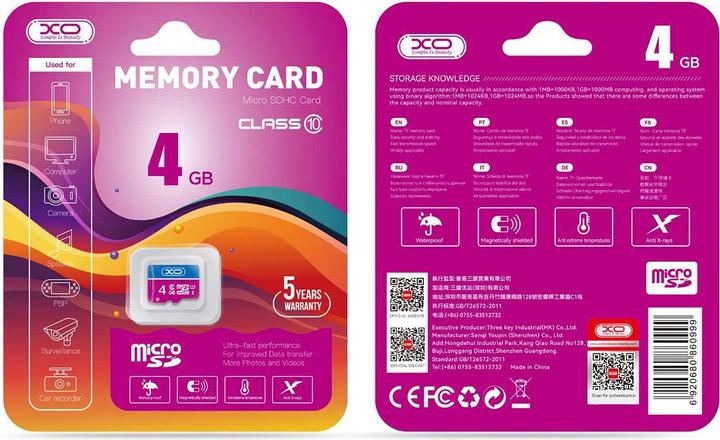 Actual product image xO memory card 4GB microSDHC cl. 10 (4 GB, microSDHC)