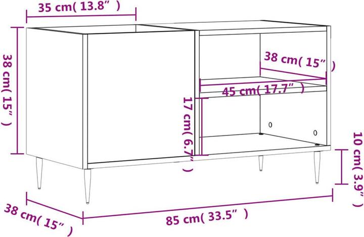 Immagine prodotto VidaXL Plattenschrank Hochglanz-Weiss 85x38x48 cm Holzwerkstoff