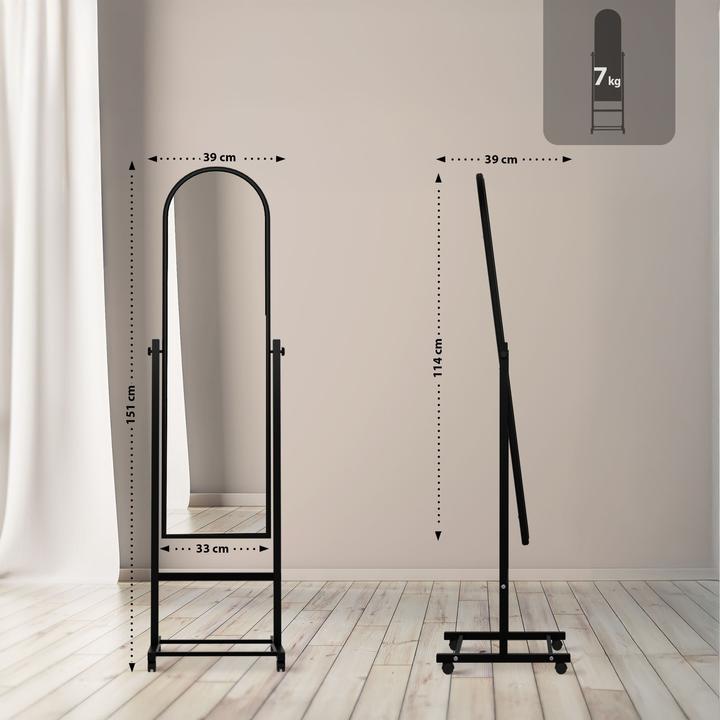 Produktbild CLP Standspiegel Evoir, schwarz (39 x 151 cm)