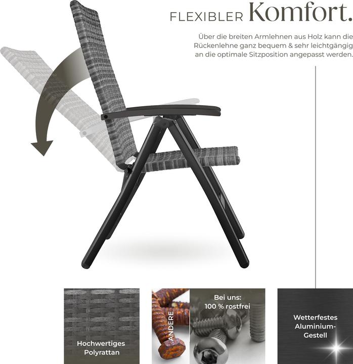 Produktbild tectake Rattanstuhl Melbourne klappbar