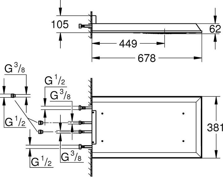 Image du produit Grohe Douche de tête RAINSHOWER F-SERIES 15" 381x678mm chrome (3 Types de jets, 35.50 l/min)