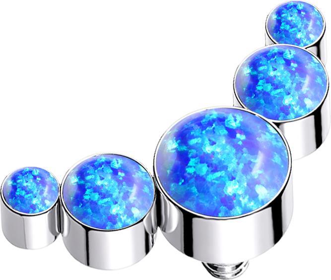 Produktbild Star Piercing Dermal Anchor silber fünf Opale blau (ohne Messing, Chirurgenstahl 316L)