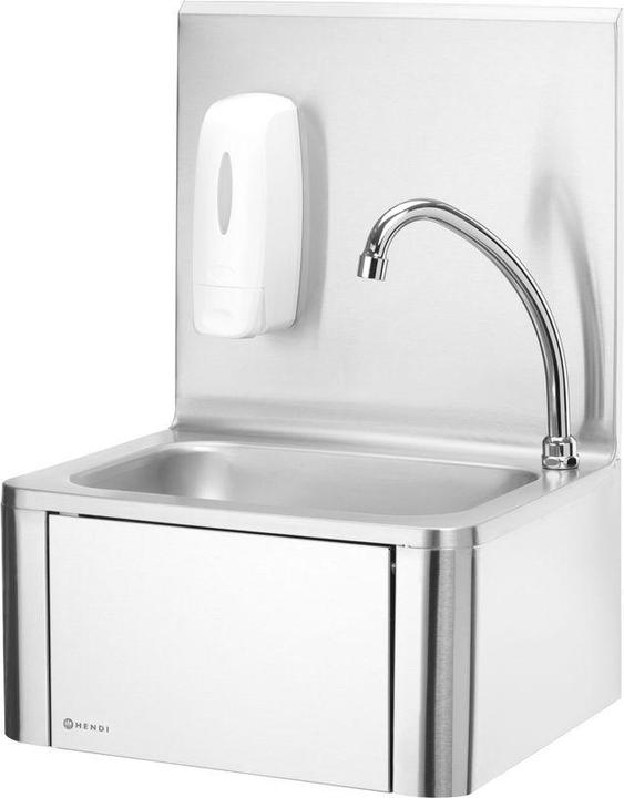 Image du produit Hendi Lave-mains Commande au genou + distributeur de savon (400 mm, 330 mm)