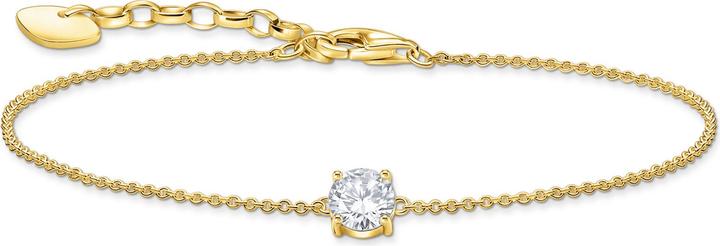 Thomas Sabo Armband mit weissem Zirkonia-Anhänger vergoldet (19 cm, 925 Sterlingsilber, 750 Gelbgold Vergoldung)