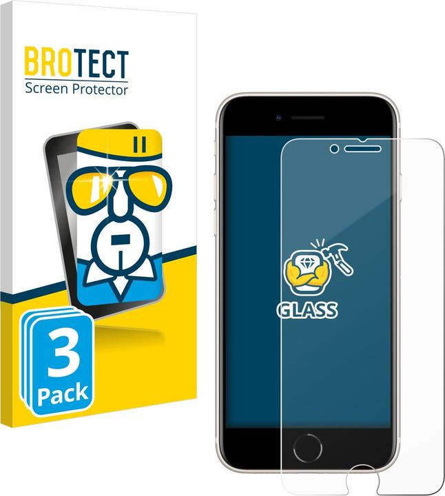Actual product image BROTECT Armoured tempered glass screen protector (3 Piece, Apple iPhone SE (3rd Gen))