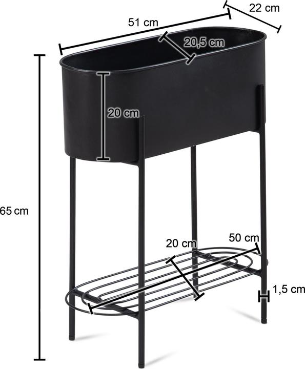 Produktbild FineBuy Pflanzgefäss FB92216 Metall Schwarz (21 cm)