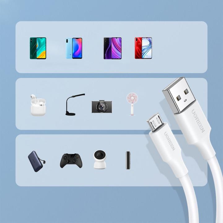 Immagine prodotto Ugreen Cavo micro USB QC 3.0 2.4A 2m (bianco) (2 m)