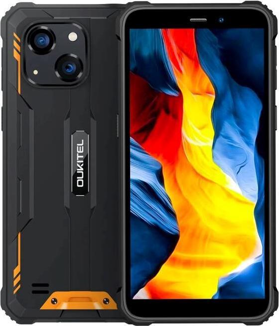 Oukitel G2 6' 4/64 DS Smartphone. 6300 mAh (orange) ohne Ladegerät (64 GB, Schwarz, Orange, 5.98", 13 Mpx, 4G)