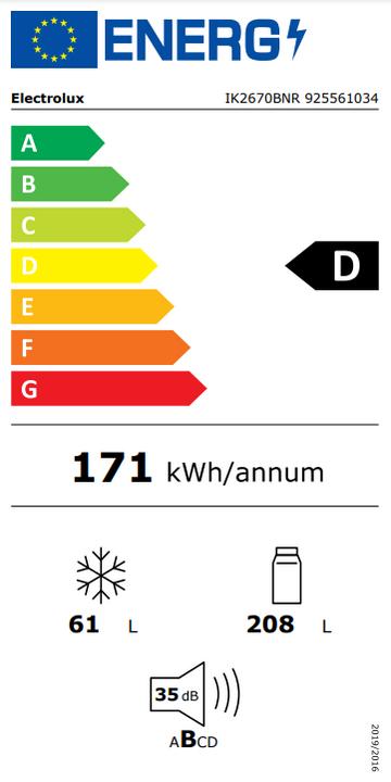 Label énergétique Electrolux Ik2670bnr (269 l)
