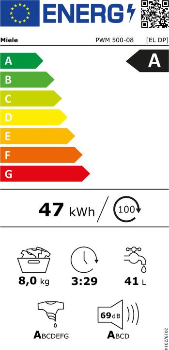 Label énergétique Miele PWM 500-08 CH (8 kg, Droite)