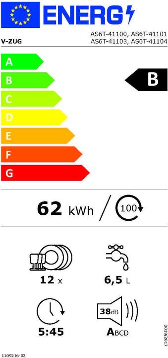 Etichetta energetica V-Zug AdoraSpülen V6000
