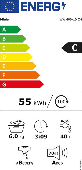 Energie-Label Miele WW 600-10 CH 11664930 (6 kg)