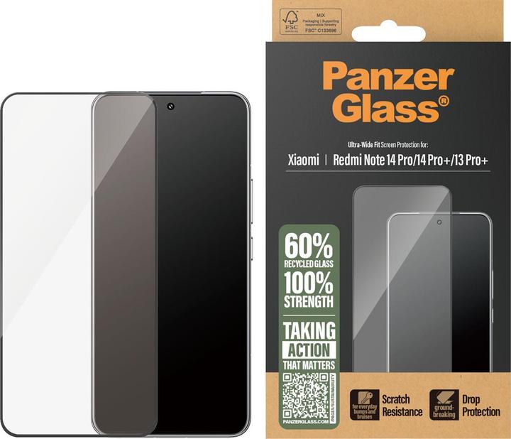 Produktbild PanzerGlass Screen Protector Xiaomi Redmi Note 14 Pro | 14 Pro+ | 13 Pro+ | Ultra-Wide Fit (1 Stück, Xiaomi Redmi Note 14 Pro)