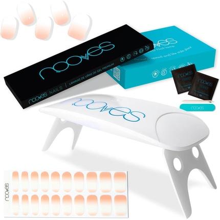 Nooves NAILS Premium Pre-Coated Gel Nail Sheets Nude Designs + Portable UV/LED Nail Lamp 8W (Nagelkleber, Nude Baby Boomer)