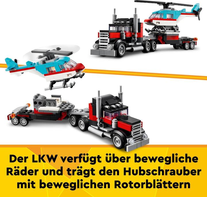Actual product image LEGO 31146 Low loader with helicopter (31146, LEGO Creator 3-in-1)