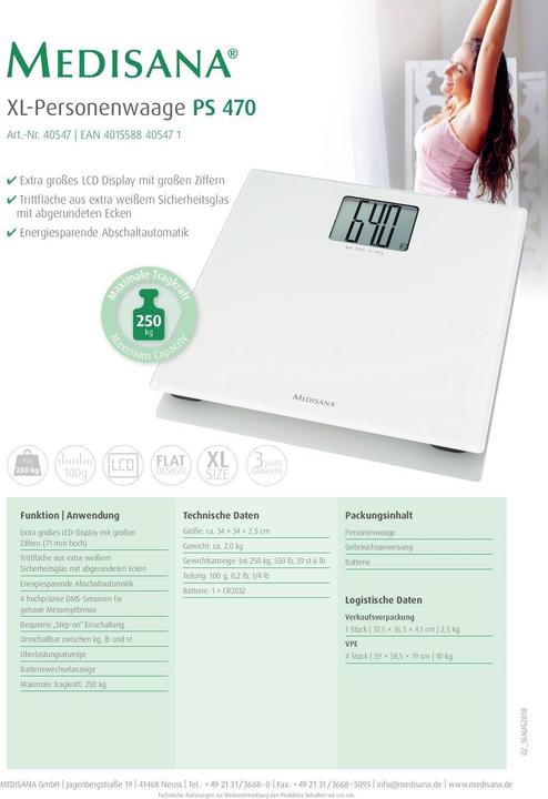 Actual product image Medisana PS470 XL (250 kg)