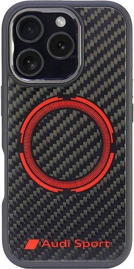 Produktbild Audi Carbon Fiber Sport Red Circle MagSafe iPhone 16 Pro 6.3" czarny/black hardcase AUS-TPUPCMIP16P- (Apple iPhone 16 Pro)